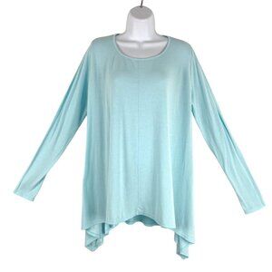 Fresh Produce Studio Top‎ M/L Swimming Pool Blue Long Sleeve Solid NWT TP-2552